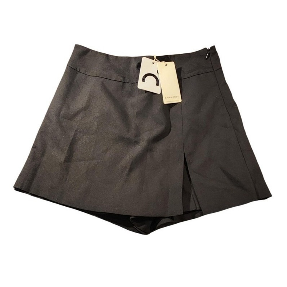 COMMENSE Skort Shorts Womens Medium Black Wrap Front Zip Casual Mini Skirt